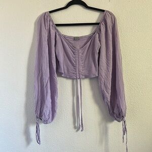 J for Justify Purple Ruched Crop Blouse